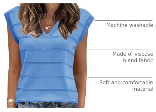 Image of AKEWEI Sweater Vest Women Sleeveless Knitted V Neck Cap Sleeve Pullover Tank Tops 2025 Summer Fall Fashion Causal Trendy