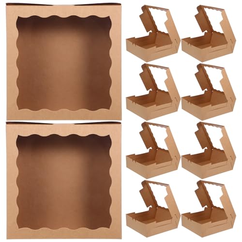 Healeved Cajas Decorativas para Regalos de Fiesta 10 Unidades Kraft con Ventana Transparente Tamaño Grande para Dulces Cupcakes y Pasteles Ideales para Bodas y Cumpleaños