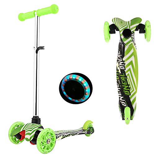 OUTCAMER Patinete para Niños de 3 Ruedas Patinete para Niños Pequeños con luz LED Patinete Ajustable en Altura para Niños de 2 a 9 años