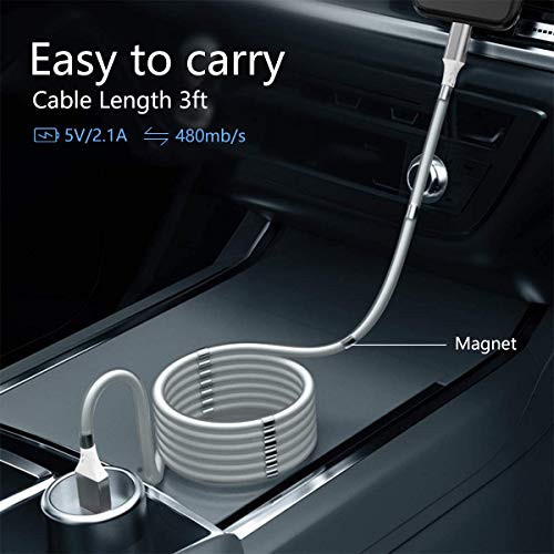 Magnetic Charging Cable,(3Ft) Super Organized Charging Magnetic Absorption Nano Data Cable For Phone 11/Xs/Xs Max/Xr/X/8/8 Plus/7/7 Plus/6S/6S Plus/6/6 Plus/Se/5S/5C/5/Pad/Pod #TOP3