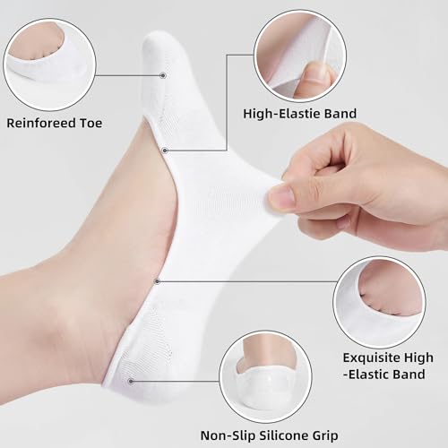 Image of ATBITER No Show Socks Womens Flats - 6 /12 Pairs Low Cut Invisible Non Slip | Ultra Ankle Liner Footies Anti-slip Hidden Socks for Sneakers Loafer Boat High Heels Summer Yoga Pilates Shoe Size 6-9 /9-11