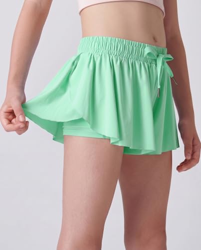 Image of 3 Pack Girls Flowy Shorts with Spandex Liner 2-in-1 Youth Butterfly Skirts for Fitness, Running, Sports