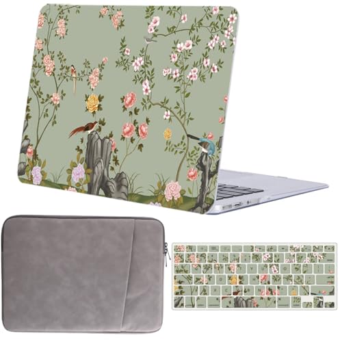 Carcasa MacBook Air 15 con estampado de pájaros y flores para modelos M4 M3 y M2