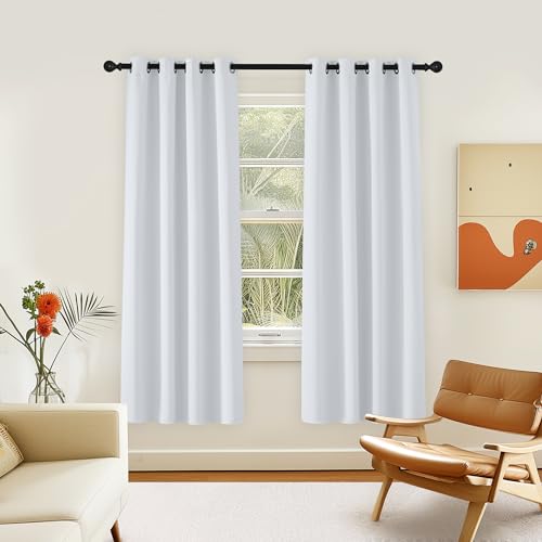 NICETOWN Greyish White Room Darkening 72 inch Curtain, Grommet Thermal Insulated Light Blocking Sound Reducing Window Treatment for Bedroom/Apartment, W46 x L72, 1 Panel