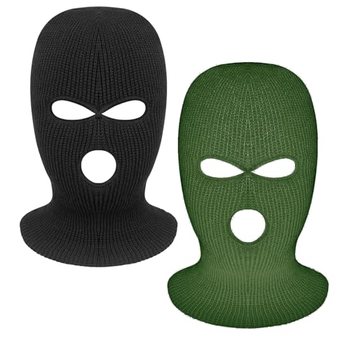 Image of 2 Pieces 3-Hole Full Face Mask Cover Ski Mask Winter Balaclava Cap Knitted Face Cover for Winter Outdoor Sports