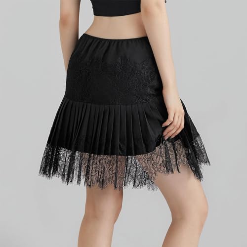 Women Lace Skirt Ruffle Mini Skirt Half Slip Layered Pleated Flowy Skirt - Image 5