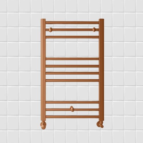 THE BATH POINT Radiador Toallero de Agua para Baño SILEA, Acero al Carbono, Montaje en Pared, Funciona con Agua Caliente de Calefacción, Acabado en Bronce