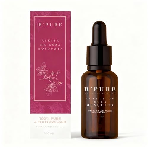 Aceite de Rosa Mosqueta Puro 100% Prensado en Frío – Para Cara y Cuerpo – Reduce Cicatrices, Manchas y Estrías – Hidratante y Antiedad Natural – 10ml B’PURE