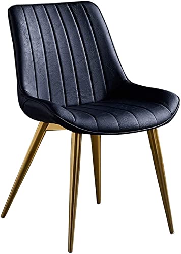 SJIALEN Modern PU Kitchen Dining Chairs, with Backrest Soft Cushion Dining Chairs Faux Leather Seat Golden Metal Legs Reception Chairs Kitchen Chair (Color : Black, Size : 46x53x83cm)