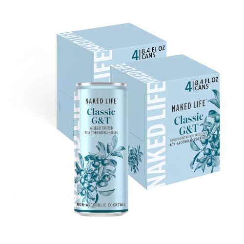 Naked Life Non-Alcoholic Drinks, Classic G&amp;T, Zero Sugar, Award-Winning Alcohol-Free Cocktail, Low Calorie 8 pack, 8.4 fl oz cans