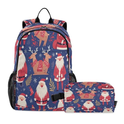 Sac à dos Père Noël avec sac à déjeuner assorti pour étudiants
