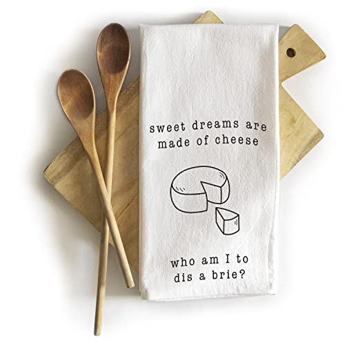 Sweet Dreams Are Made Of Cheese Who Am I To Dis A Brie Funny Kitchen Dish Towel 18X24 Inch, Sweet Dreams Kitchen Towel Funny Kitchen Towel Saying, Funny Dish Towel Saying, Sweet Dreams Tea Towel #TOP6