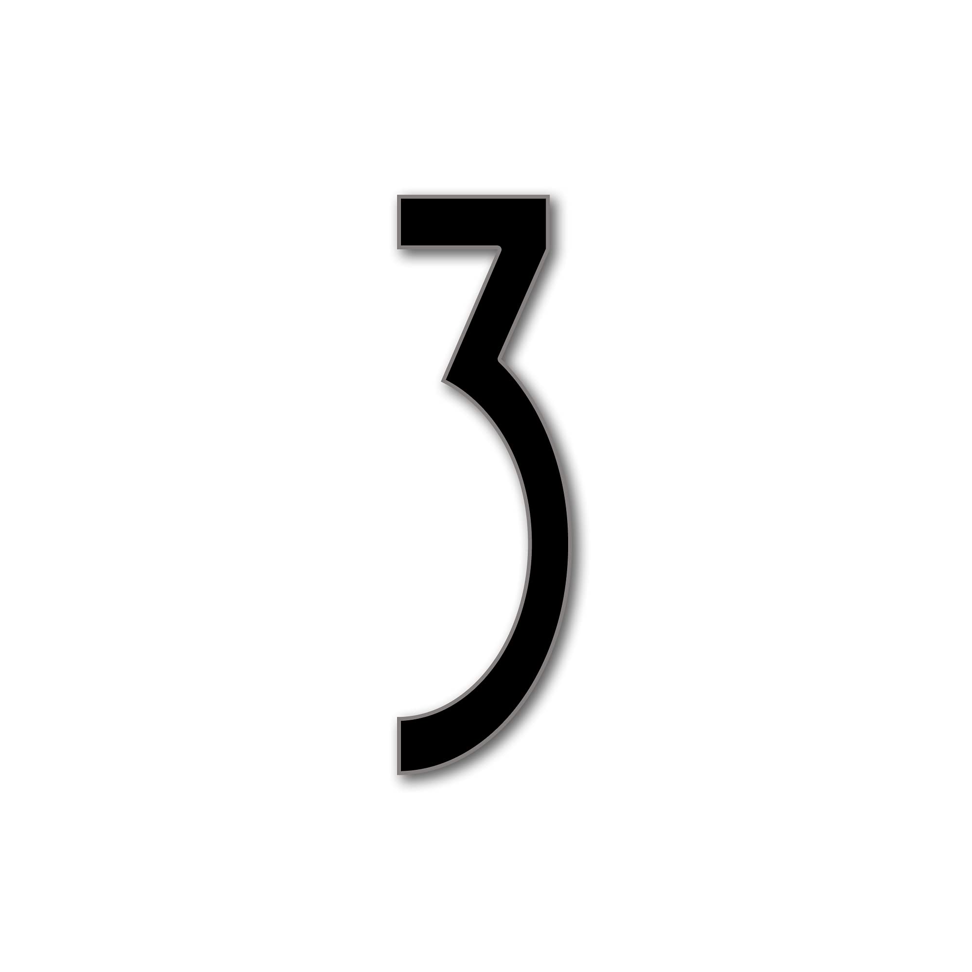 House Number 3 AVENIDA Door Numbers in 3 Sizes (15, 20, 25cm / 5.9, 7.8, 9.8in) Modern Floating House Number Acrylic incl. Fixings, Colour:Black, Size:25cm / 9.8'' / 250mm