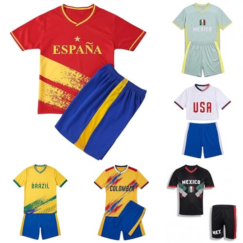 Camiseta Futbol Niño Ligero 2026 Conjunto deportivo cómodo de camiseta de manga corta y pantalones cortos para niños y jóvenes
