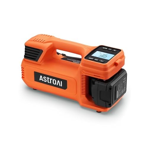 AstroAI TC4 Portable Air Compressor Tire Inflator, 470W 18V Cordless Air Pump for Truck Tires with 4000mAh Battery, 150PSI Heavy Duty Air Compressor with Digital Display for Car, RVs, SUV (O