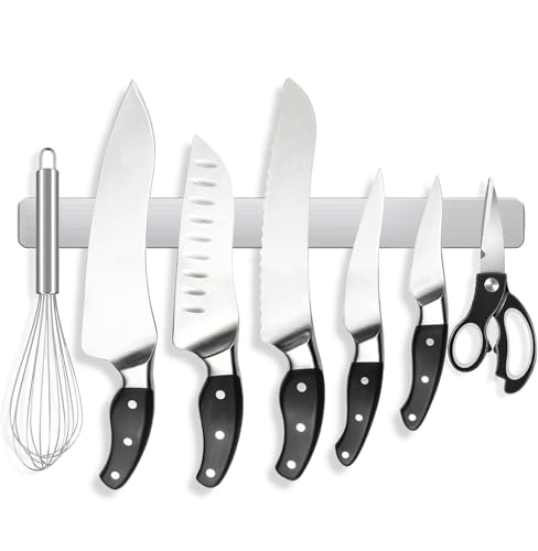 Magnetic Knife Strips, 16 Inch Stainless Steel Magnetic Knife Holder, Magnetic Knife Storage Strip, Knife Holder, Knife Rack, Knife Strip, Kitchen Utensil Holder, Tool Holder(Stainless Steel)