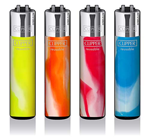 Clipper Classic Large/Micro Feuerzeuge Verschiedene Motive Neue Serie 4er Set + DHB (Large Fluo Nebula)