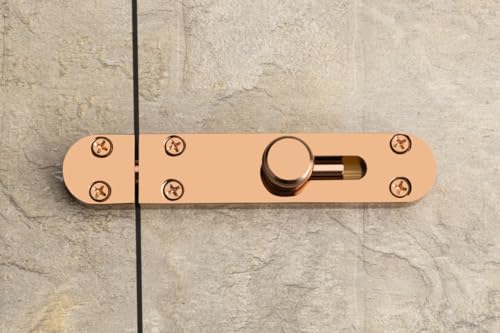 Image of 4 Pieces Baby Latch for Bathroom /PVD Rose Gold Latch Lock for Main Door /Door Lock Latch for Home /Bedroom /Office & Door Stopper (PVD Rose Gold, Pack of 4)