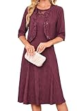 Women Lace Cocktail Dress Two Piece Aline Midi Bridal Shower Dress2025 Rose Purple M