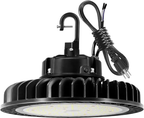 hykolity 250W UFO LED High Bay Light Fixture, 35000lm 1-10V Dimmable 5000K [750W/1000W MH/HPS Equiv.] 5' Cable with US Plug, Commercial Warehouse/Outdoor Area Light