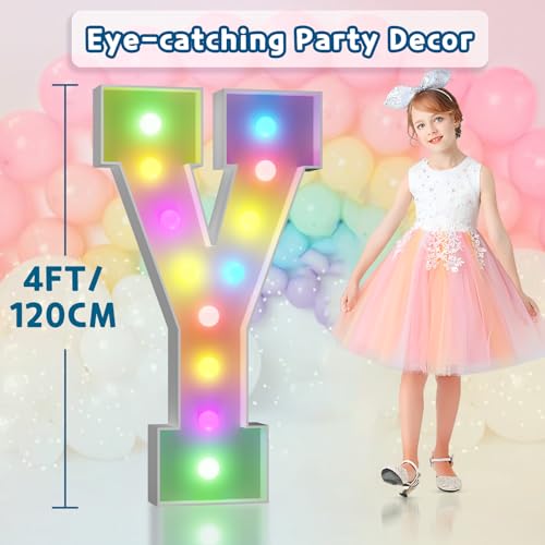 Image of Imprsv Colorful Marquee Letters 4 Feet Tall, Large Light up Letters Y