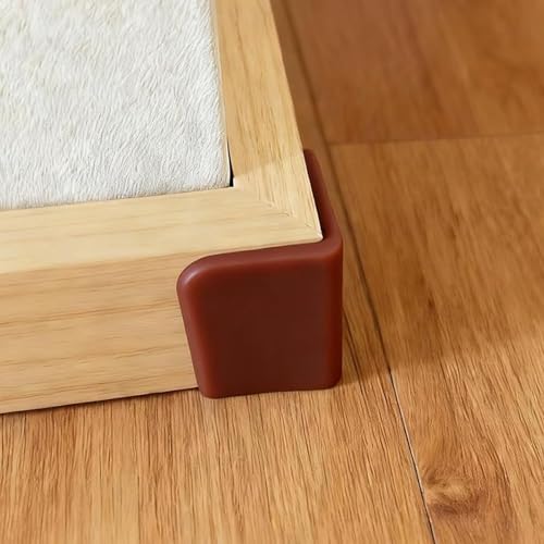 Image of Brown Baseboard Corners Blocks Self Adhesive, Thickened Rubber Safety Corner Protectors Cushion, Soft Edge Furniture Wall Guards (4 PCS)