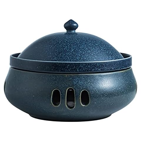 wcpqt Bowl,Reusable Candle Heating Porcelain Serving Bowls,Dishwasher,Microwave,Oven & Broil Safe,For Soup,Ramen And Kitchen-Blue 25x25x17cm(10x10x7inch) Cover