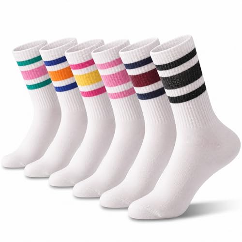Image of crew socks for women /Men - Retro Sport Socks Breathable Cotton, Seamless Comfort