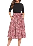 CISMARK Womens Casual Half Sleeve Midi Dress Fall Dress Wear to Work Dresses red Print XL