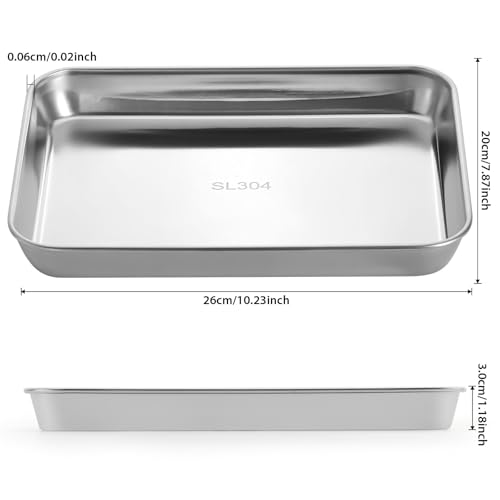 Image of JMU 2 Pack Stainless Steel Tray, SL304 Thickened Stainless Steel Surgical Tray for Medical Instruments, 10.2 inch x 7.9 inch x 1.2 inch