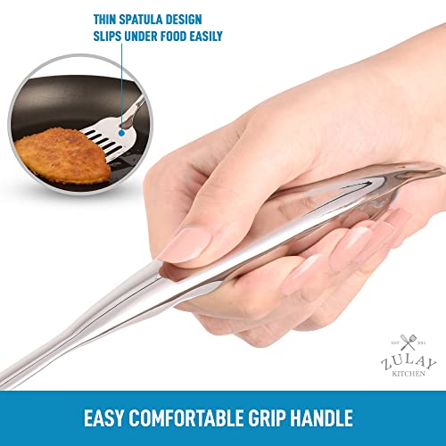 Zulay Kitchen Heavy Duty Stainless Steel Metal Spatula - 14.8" Stainless Steel Spatula For Cooking - Spatula Stainless Steel For Frying - Ergonomic Easy Grip Handle - Slotted Turner Grill Spatula #TOP5