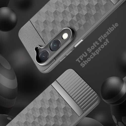 Image of SESS XUSIVE Back Cover for iQOO Z10 Lite 5G / Vivo T4 Lite 5G Camera Protection 3D Hexa Cube Design Silicone Protective Bumper Case for iQOO Z10 Lite 5G / Vivo T4 Lite 5G - Grey