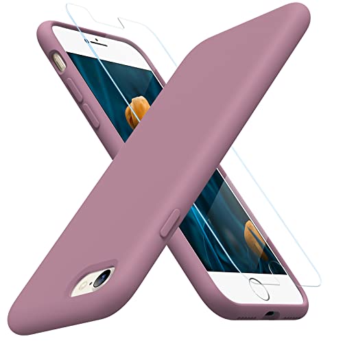 Image of Miracase Ultra Slim Designed for iPhone SE Case 2022(3rd Gen) /iPhone SE 2020 Case(2nd Gen) /iPhone 7 Case /iPhone 8 Case with Screen Protector, Multi-Color Silicone Shockproof Phone Case(Blackcurrant)