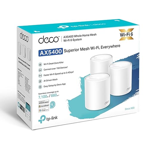 Image of TP-Link Deco X60 Whole Home Mesh Wi-Fi System,AX5400 Wireless WiFi 6 Speeds Up to 5400Mbps,Work with Amazon Echo /Alexa,Ofdma&Mu-Mimo Technology Router,Pack of 3,Dual Band,White