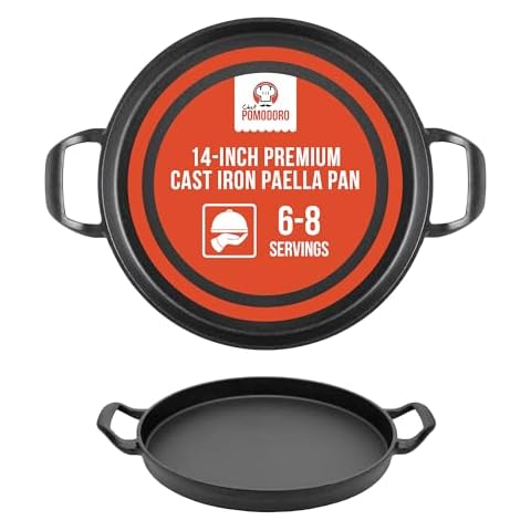 Chef Pomodoro 14 Inch Cast Iron Paella Pan Cover