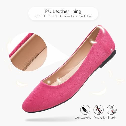 Image of Shupua Flats for Women Round Toe Black Ballet Flats Dressy Work Shoes