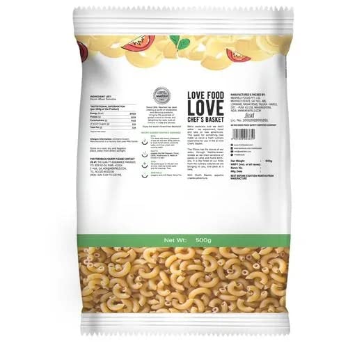 Image of Chef's Basket - Durum Wheat Elbow Pasta | Vegetarian | Made With Durum Wheat Semolina | 500 gm (Pack of 2)
