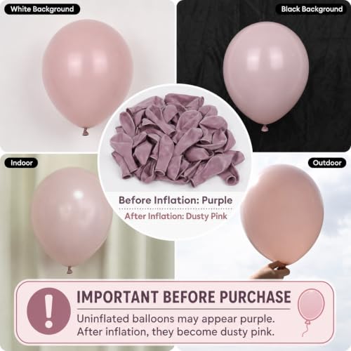 Image of Dusty Pink Balloons, 12 Inch Double Stuffed Blush Pale Light Pink | Pearl Balloon Clear Balloon for Women Girls Baby Shower Bridal Shower Wedding Boho Birthday Party Decorations