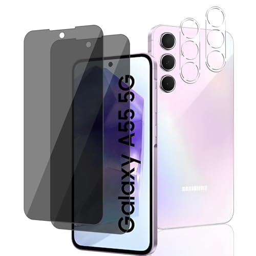 対応 Galaxy A55 5G SC-53E / SCG27 ガラスフィルム 覗き見防止+ カメラフィルム 2枚 + ガイド枠付き【国産AGC旭硝子素材】ギャラクシー A55 5G フィルム ぞき見防 GalaxyA55 強化ガラス 液晶保護フィルム ケ