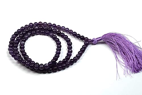 Amethyst Mala Beads, 108 beads 6 mm Mala, Tassel Mala Necklace, Prayer Beads, Yoga Jewelry, Amethyst Necklace, Jaap Mala, Meditation Mala