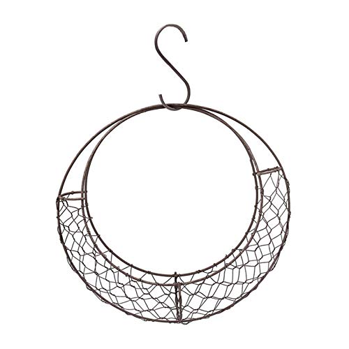 Firlar Round Wire Wreath Frame, Moon Shaped Metal Hanging Planter Plant Holder Flower Hanging Basket, Succulent Pot Decor Basket, Hanging Flower Stand Hanging Wall Plant Holder