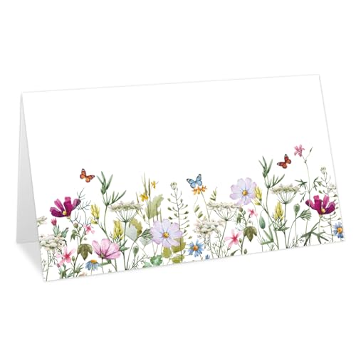 Cartes de siège aquarelle florale et marque-place papillon pour baptême