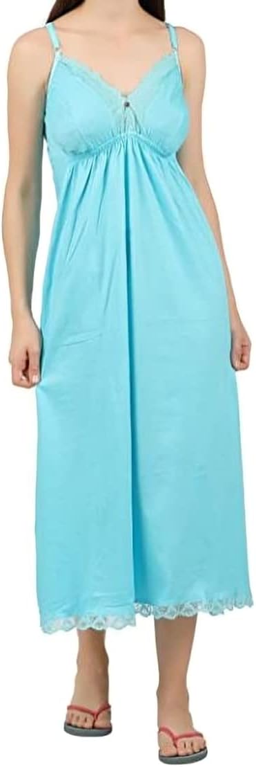 FashNwish Women's Sleeveless Hosiery Cotton Bra Type Full Length Camisole, Long Inner Wear Petticoat-Nighty Slip-Kurti Suit
