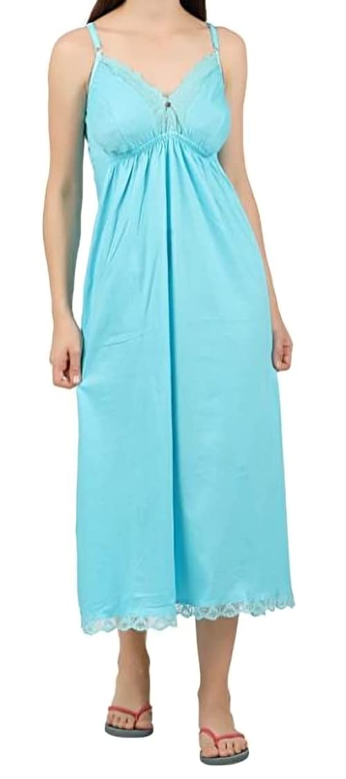 FashNwish Women's Sleeveless Hosiery Cotton Bra Type Full Length Camisole, Long Inner Wear Petticoat-Nighty Slip-Kurti Suit