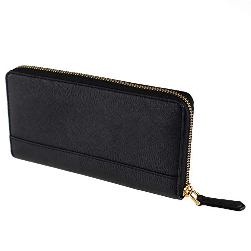 Marc Jacobs M0015160 Black With Gold Hardware Logo Continental Women's Saffiano Leather Wallet #TOP3