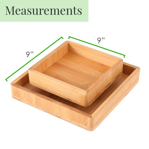 Bamboo Pistachio Snack Bowl With Shell Storage, Sunflower Seed Pedestal, 9” X 9”, 1 Pack, 2 Tier, Nut Holder, Double Nutshell Dish, Peanut Tray, Wood Edamame Plate, Wooden Serving Tower, Lazy Couch #TOP1