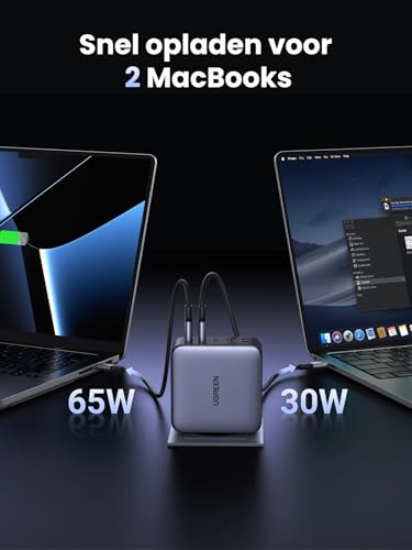 UGREEN Nexode USB C-Charger 100W 5-poorts GaN-oplader Meerdere PD-laders Multipoorten Ondersteunt PPS 45 W Compatibel met MacBook Pro/Air, HP Laptop, iPad Pro/Air, iPhone 16-8 serie, Galaxy S24 - Afbeelding 5