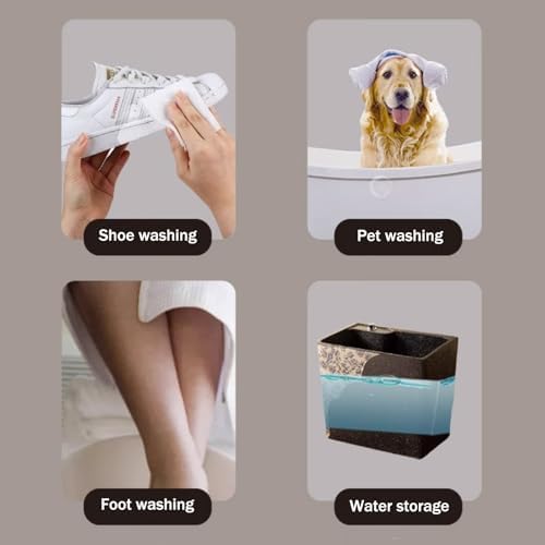 Artistic Ceramic Mop Sink with Button Drain, Versatile Slop Basin for Bathrooms, Courtyards & Balconies, Decorative Utility Mop Basin (Faucet Optional)