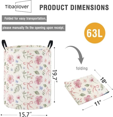 Image of Baby Laundry Basket Baby Nursery Hamper Kids Laundry Basket Toy Storage Bin for Boys Room Decor Gift Baskets for Bedroom Bathroom(Watercolor Flower)
