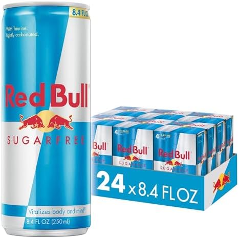 Red Bull Sugar Free Energy Drink with 80mg Caffeine plus Taurine & B Vitamins, 8.4 Fl Oz, 6 Packs of 4 Cans (Pack of 24)